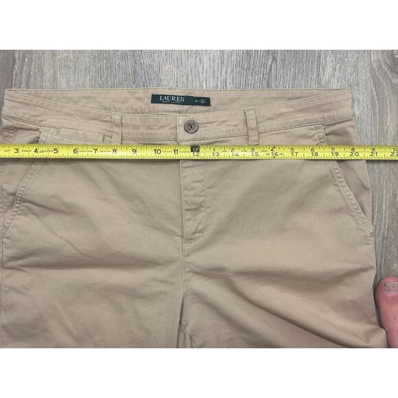 Lauren Ralph Lauren Pants Women's 14 Flat Front Cotton Blend Slash Pockets Tan - Picture 7 of 8